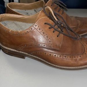 Aldo Light Brown Leather Oxford Brogue Wingtip DRESS SHOES MENS SIZE 7.5